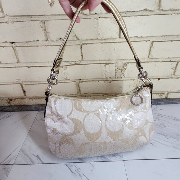 Coach Tan and Cream Satchel with Signature Style - Picture 2 of 14